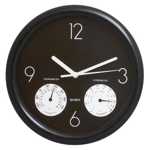 Zegar ścienny stacja pogody czarny