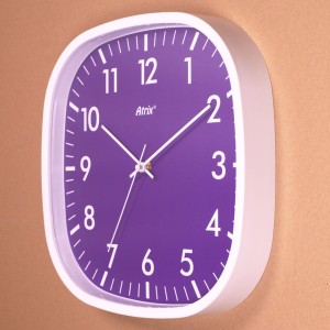 Zegar kwadratowy biały super cichy fiolet/30cm