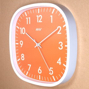Zegar kwadratowy biały super cichy pomarańcz/30cm