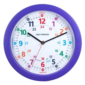 Zegar edukacyjny do nauki czasu fiolet / 27,5cm