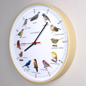 Zegar drewnopodobny głosy ptaków jasne drewno #1A