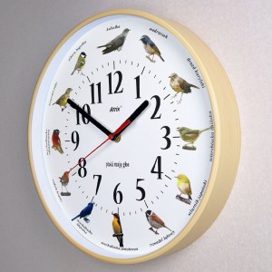 Zegar drewnopodobny głosy ptaków jasne drewno #1C