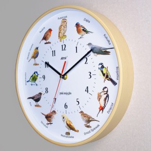 Zegar drewnopodobny głosy ptaków jasne drewno #2B