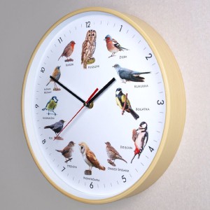Zegar drewnopodobny głosy ptaków jasne drewno #2C