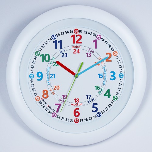 biały zegar edukacyjny