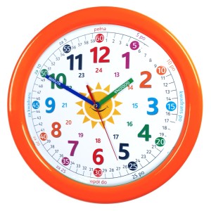Duży zegar do nauki odczytu czasu pomarańcz/ 32,5cm