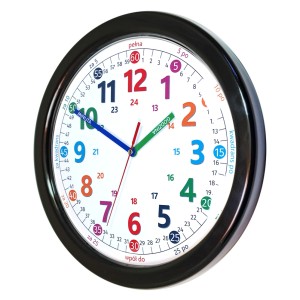 Duży zegar do nauki odczytu czasu czarny/ 32,5cm
