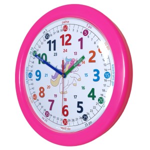 Duży zegar do nauki odczytu czasu różowy/ 32,5cm