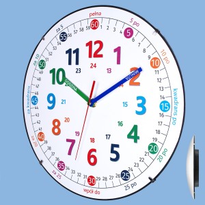 Zegar soczewka nauka odczytu czasu PL/ 30cm