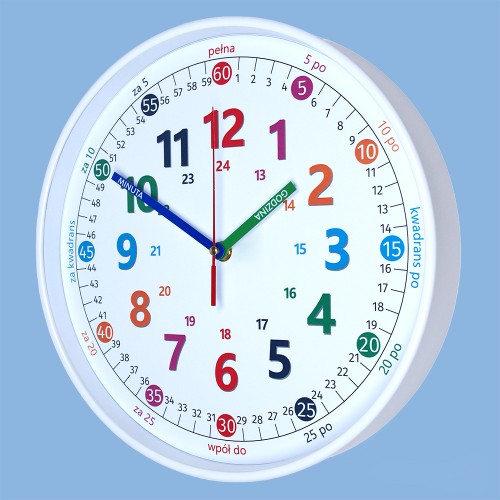 biały zegar edukacyjny