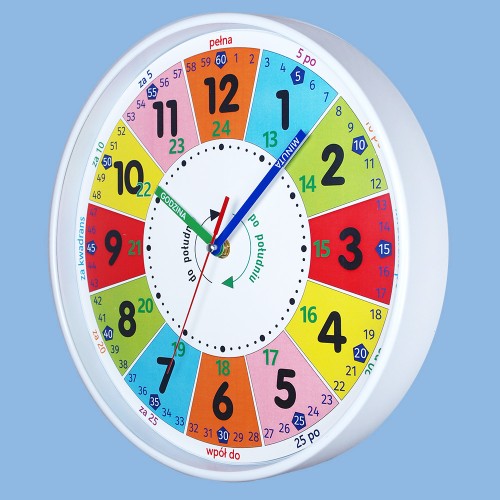 biały zegar edukacyjny
