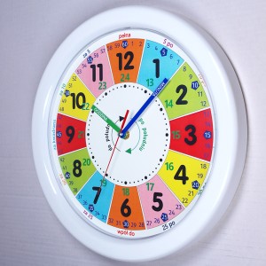 Duży zegar edukacyjny nauka odczytu czasu biały/ 32,5cm 