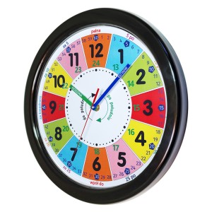 Duży zegar edukacyjny nauka odczytu czasu czarny/ 32,5cm 