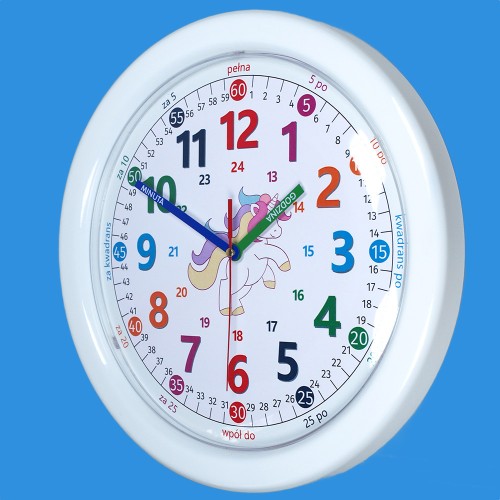 biały zegar edukacyjny