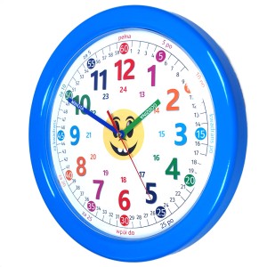 Duży zegar do nauki odczytu czasu niebieski/ 32,5cm