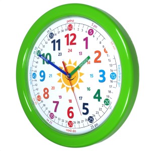 Duży zegar do nauki odczytu czasu zielony/ 32,5cm