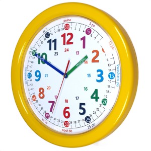 Duży zegar do nauki odczytu czasu zółty/ 32,5cm