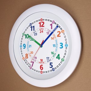Zegar biały edukacyjny 31cm z budzikiem gratis