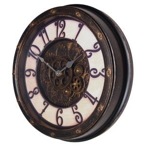 Zegar #1 Loft Steampunk z ruchomymi zębatkami/40cm