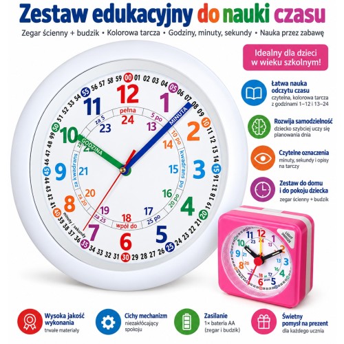 Zegar edukacyjny z budzikiem