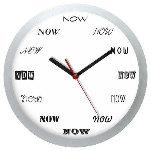 Zegar "NOW" ze srebrną ramką