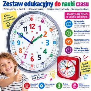 Zestaw edukacyjny zegar do nauki czasu cichy +budzik #3
