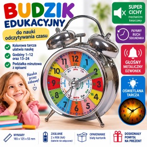 Budzik metalowy do nauki odczytu czasu cichy #2