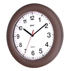 Zegar ścienny z szeroką ramką ciemny brąz 27cm