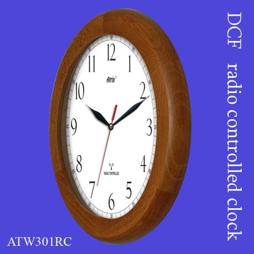 Zegar drewniany DCF ciemny dąb