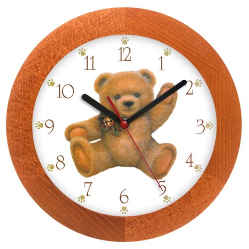 Zegar drewniany miś calvados