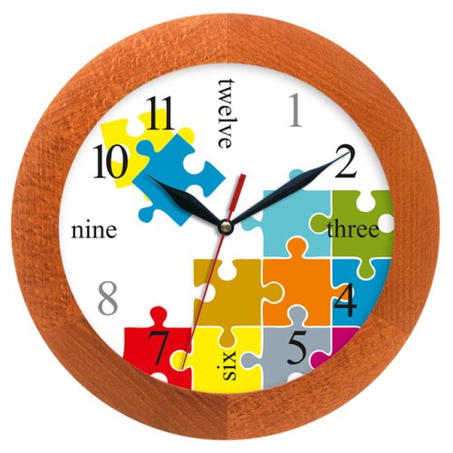 zegar drewniany puzzle calvados