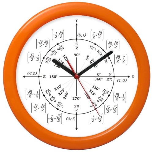pomarańczowy zegar ścienny geometria