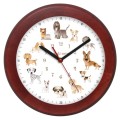Zegar drewniany zwierzęta mahoń