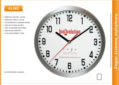 reklamowy zegar z aluminium