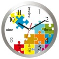 Zegar aluminiowy puzzle angielski