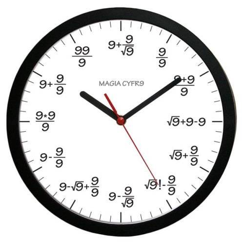czarny zegar ścienny matematyka