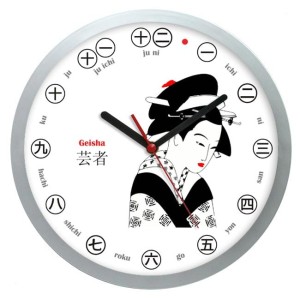 Zegar ścienny solid Japonia gejsza