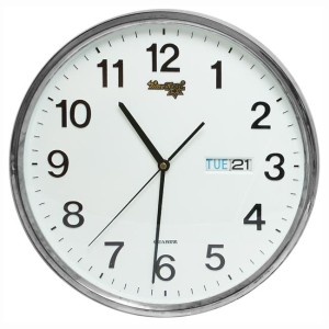 DUŻY ZEGAR CHROMOWANY Z DATĄ