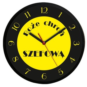 Zegar ścienny solid Boże chroń Szefową