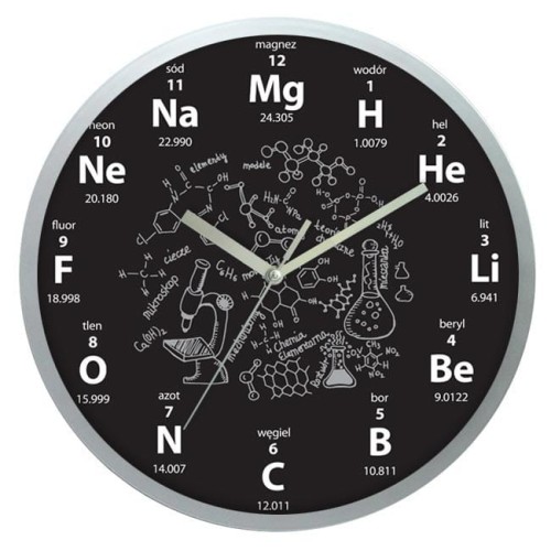 zegar chemia srebrna ramka