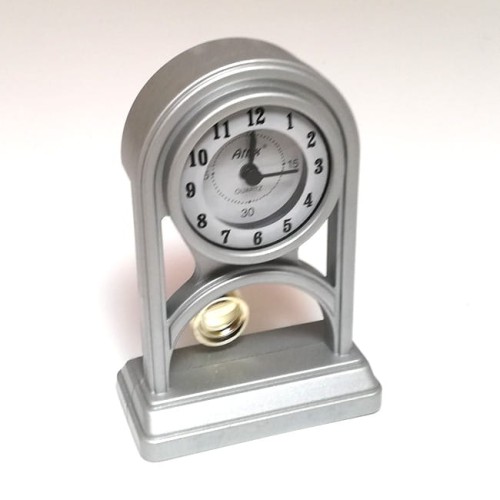 mini zegar z wahadełkiem/srebrny