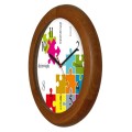 zegar drewniany puzzle ciemny dąb