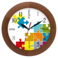 zegar drewniany puzzle ciemny dąb