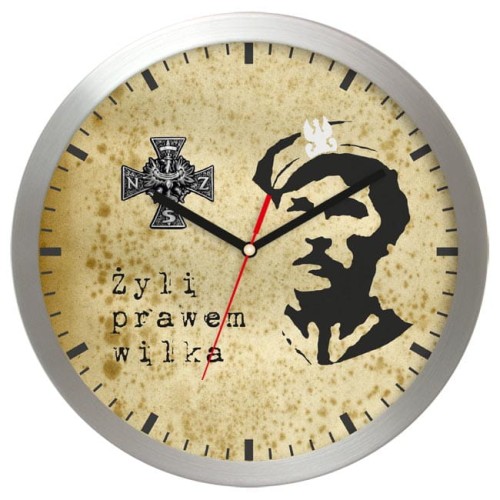 aluminiowy zegar naścienny żołnierze wyklęci