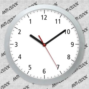 Zegar chodzący do tyłu solid srebrny/ 30cm