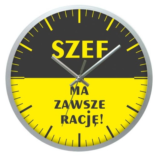 szef ma rację zegar ze srebrną ramką