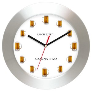 Aluminiowy zegar ścienny Czas na piwo