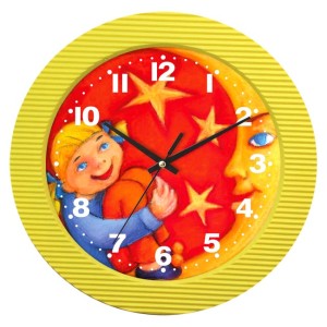 Zegar naścienny dziewczynka i księżyc