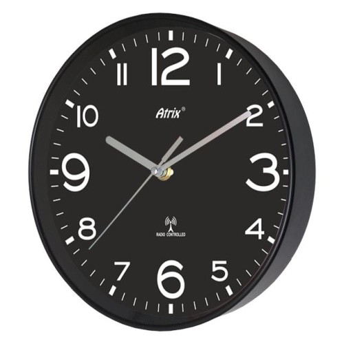 Zegar radiowy z czarną tarczą