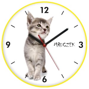 Zegar kolorowy ścienny kotek mruczek